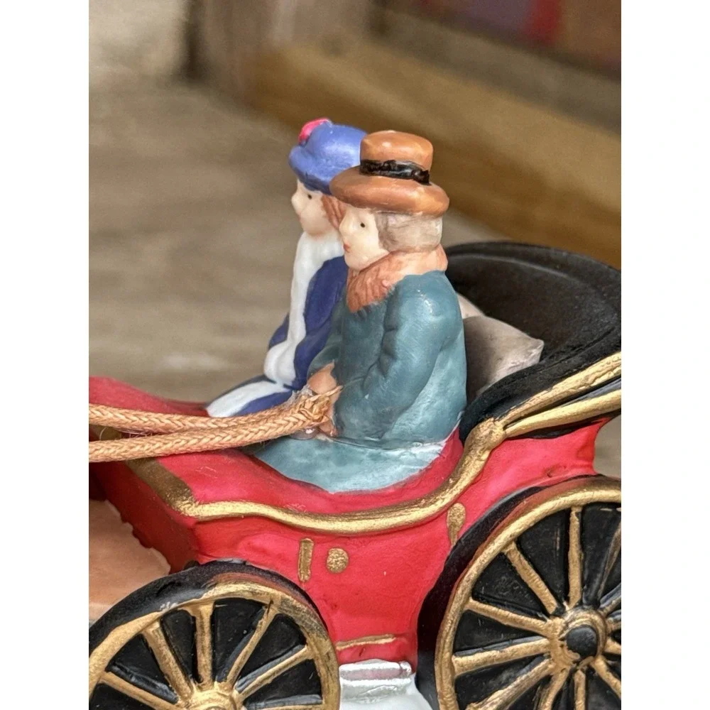 Carriage Ride‎ Figurine, Vintage 1996, Horse Drawn, Christmas Village Decoration